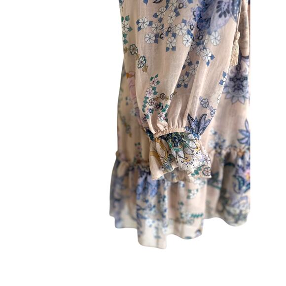 Super Natural by Secret Mission Rose Dress NWOT Boho Floral Mini S Beige Layered - Picture 5 of 15